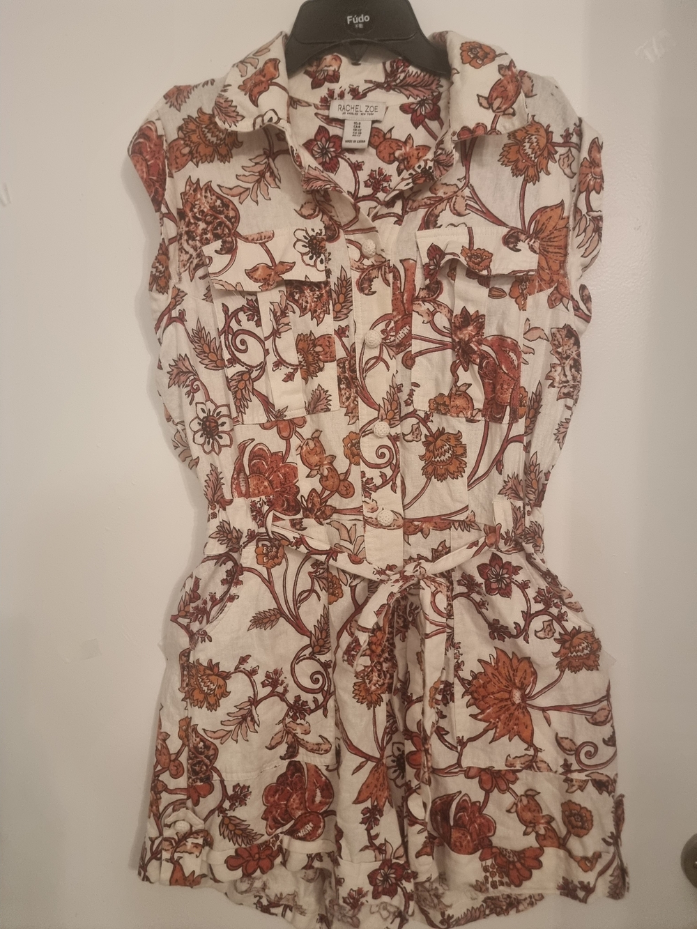 Rachel Zoe Cream Romper with Rust Floral Print - Picture 3 of 16